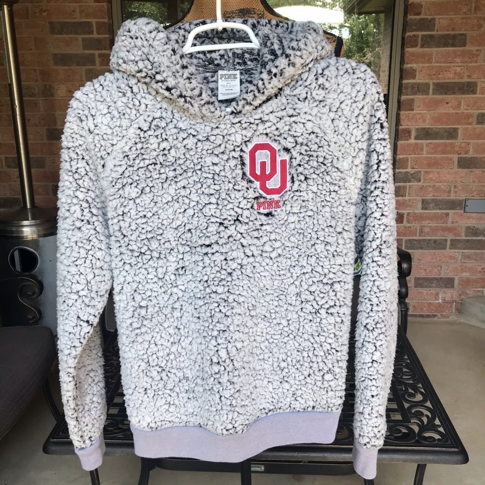 PINK OU Sherpa Hooded Pullover Small